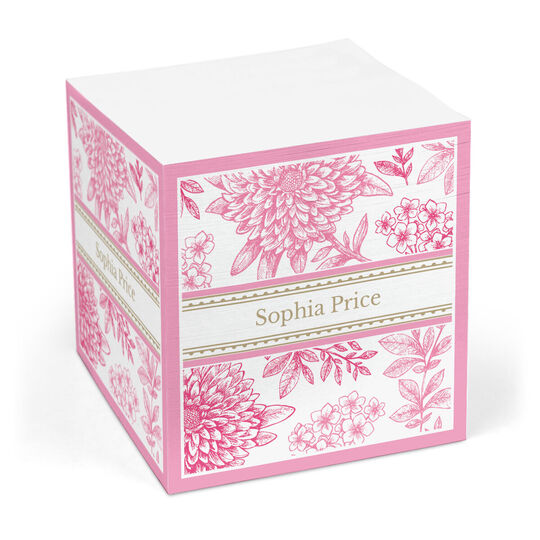 Pink & Raspberry Pom Poms Sticky Memo Cube